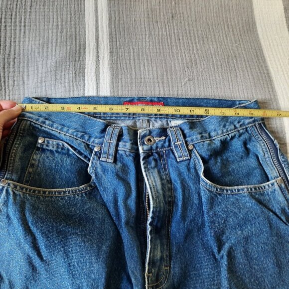 Union Bay 90s Vintage Striped Distressed Baggy Wide Leg Denim Jeans Mens 33x32 - Picture 14 of 16